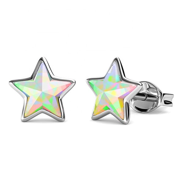 Iridescent Star Stud Earrings With Australian Crystals - Picture 3 of 6